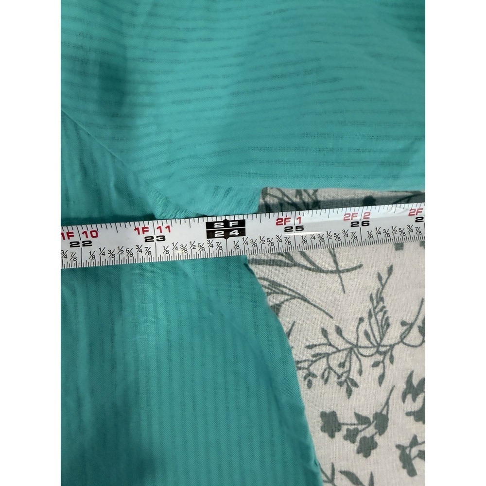 Cato Floral Embroidered Blouse 18/20W Aqua Cotton Split Neck Boho NWT Plus - Picture 8 of 9